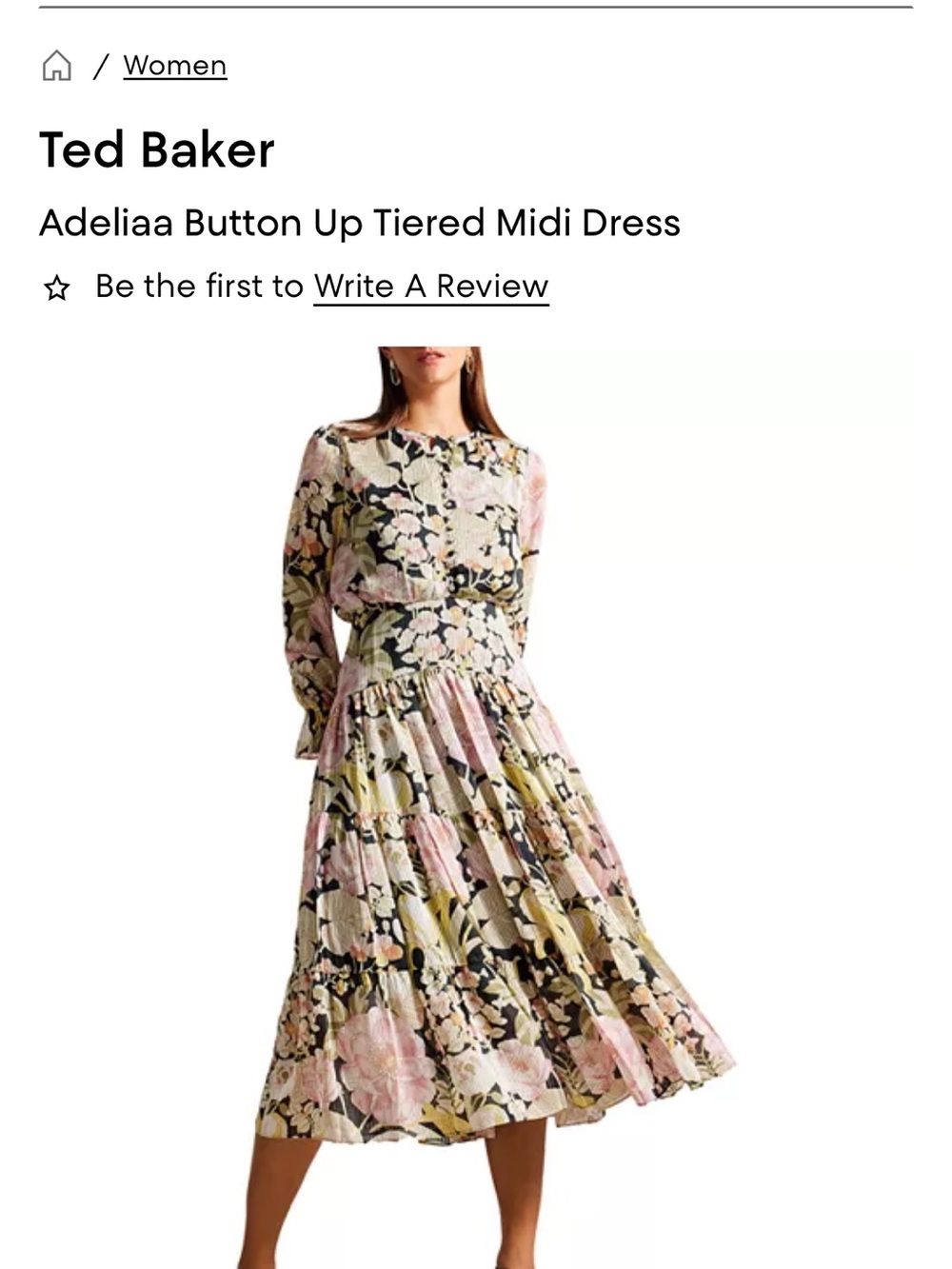 Ted Baker Floral Adeliaa  Button-Up Tiered Midi Dress 🌸🌸